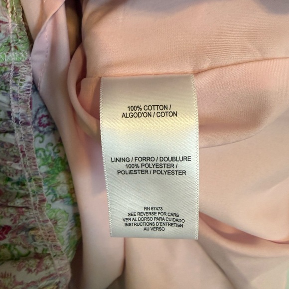 2/$30 Taylor - Pink Green Floral V-Neck Dress XL Elastic Waist Pockets NWT - Picture 7 of 9